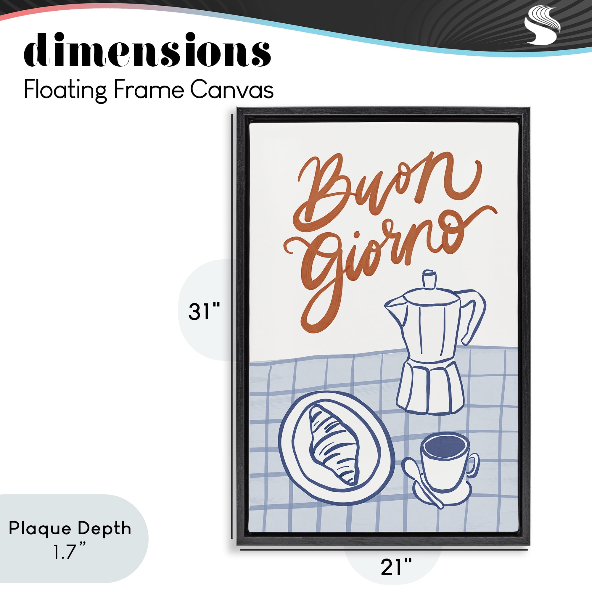 Stupell Industries Buon Giorno Breakfast Espresso Black Framed Floater Canvas Wall Art, design by Amanda Houston