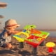thumbnail image 5 of Mesa de agua y arena para niños pequeños, mesa de actividades con arenero, juguetes de playa de verano para niños Los 45x45x35cm, 5 of 9