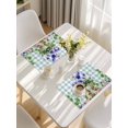 thumbnail image 5 of Spring Easter Placemats Set of 4, Purple Floral Summer Botanical Teal Plaid Placemats for Dining Table, Place Mats for Kitchen Tabletop, Waterproof Wipeable Dining Table Mats Set, 5 of 9