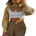 thumbnail image 2 of Pull Femme Col Haut Manches Longues Bouffantes Tricot, 2 of 6