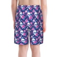 thumbnail image 3 of Cauagu Skull Flower Print Swim Trunks for Men,Youth Boys Swim Shorts Compression Liner Beach Shorts Boys' Swimming Shorts 7-20 Years Bathing Suit-Small, 3 of 7
