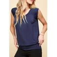 thumbnail image 3 of Made by Johnny Women's Solid Short Sleeve Sweetheart Top XXL NAVY, 3 of 7