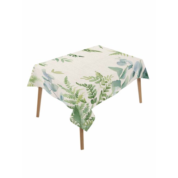 Eucalyptus Leaves Table Cloth, Rustic Sage Green Botanical Burlap Waterproof Tablecloth for Rectangle Tables, Reusable Washable Fabric Table Cover for Restaurant Kitchen Dining Tables 60"x84"