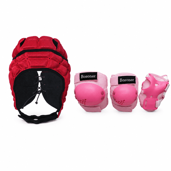 Casco de Rugby para Niños con Protección Acolchada para la Cabeza y Rodillera Infantil Deportiva Adecuado para Fútbol y Patinaje