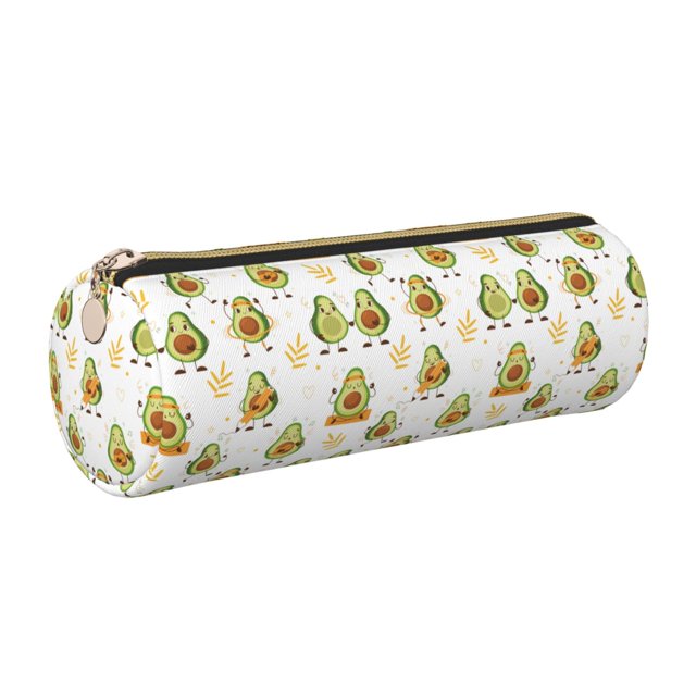 Disketp Lovely Avocado Estuche Organizador de Lápices de Cuero, Estuche de Oficina con Cremallera para Bolígrafo y Lápiz