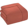 thumbnail image 4 of DNG Creations 1 Piece Box Stitched Striped Pattern Comforter 100% Egyptian Cotton Quilt Cover 800 TC All Season 550 GSM ( Oversized Queen Size ) Stripe Brick Red Colour, 4 of 5