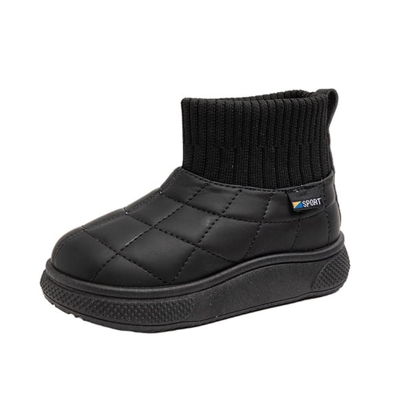 Owordtank Boys Girls Ankle Snow Boots Fur Lined Ankle Booties Kids Winter Shoes Outdoor Warm Short Boots