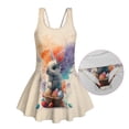 thumbnail image 5 of Xixirimido Rabbit Colorful Easter Eggs Print Girls Swimsuit Sleeveless One Piece Skirted Swimwear Modest Hawaiian Bathing Suit for Beach Water Park Kids Swim Dress, 6-7 Years, 5 of 7