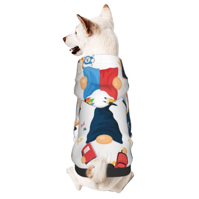 Fotbe School Cute Gnomes Sudadera con Estampado para Perros Pequeños – Suéter con Capucha para Mascotas, Tela Suave de Forro Polar con Bolsillo-X-Small
