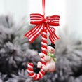 thumbnail image 4 of 3 adornos navideños de bastón de caramelo, muñeco de nieve de resina de Papá Noel y reno que sostiene el bastón de caramelo con lazo, lindos adornos colgantes para decoraciones colgantes de, 4 of 6