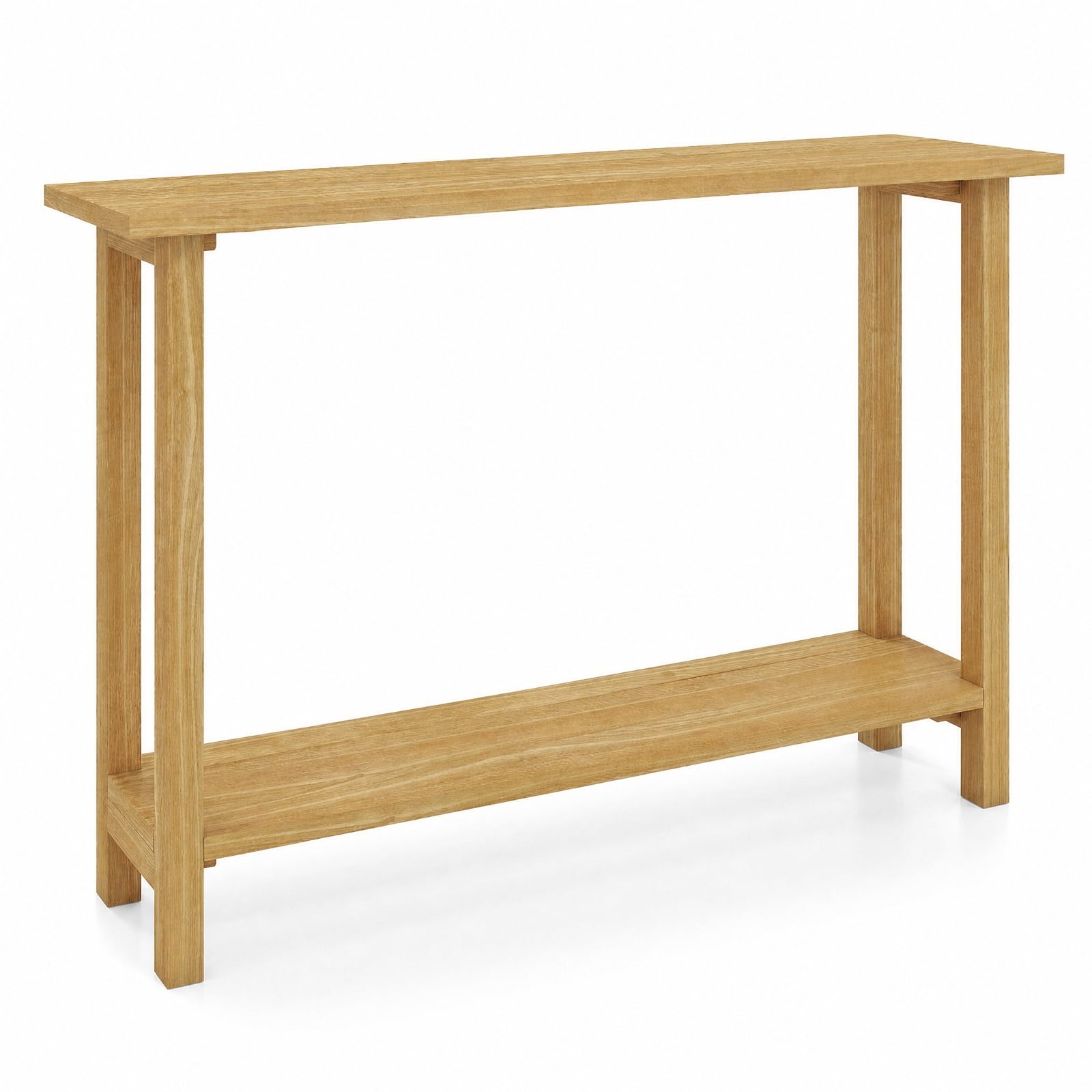 Furnibear 47 Inch Solid Teak Wood Console Table with Storage Shelf Farmhouse Sofa Table for Entryway Hallway Living Room, Natural