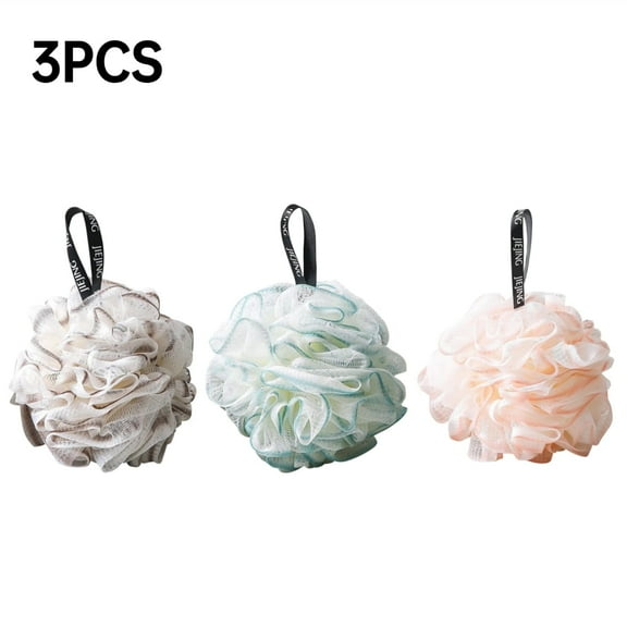 3pcs Bath Loofahs Bath Sponge Sets, Exfoliating Loofah for Women, Non-Shedding Shower Pouf with Lace Design