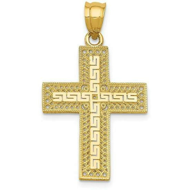 WellnessMarketer Religious Pendants - 14k Yellow Gold Greek Filigree ...