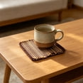 thumbnail image 4 of 3Pcs Cotton Woven Coasters, Yrmaups Cotton Woven Coasters with Tassels, Checkered Absorbent Drink Coasters for Coffee, Tea, Cups, Multipurpose Trivets for Table, Home, Kitchen, Office, Bar, 4 of 6