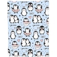 thumbnail image 3 of Cute Penguin Blanket Valentines Day Gifts for Adults & Kids for Living Room Bedding Couch Soft Warm Lightweight Cozy Throw Funny Animals Penguins and Heart Doodle Blankets Decor 50x60in, 3 of 5