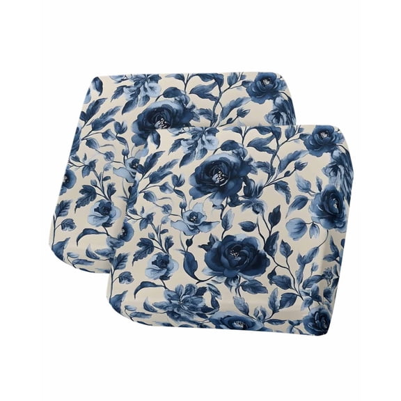 Navy Blue Botanical Peony Sofa Couch Cushion Covers Washable, Removable Stretchable Sectional Couch Covers, Vintage Floral Blossom Slipcovers for L & T Shape Sofa Furniture Protector S Size 2 pcs