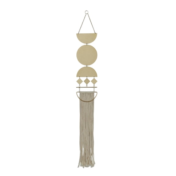 DecMode Gold Metal Handmade Macrame Wall Decor with Fringe Detailing