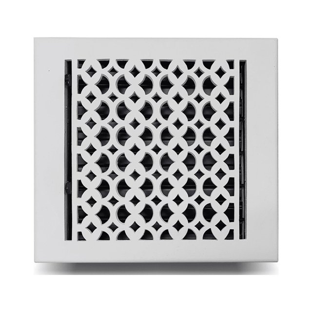 Cast Iron Floor Vent Cover 9″ x 9″ with Adjustable Damper – Heavy Duty Tudor Mushroom Design Decorative HVAC Register, Powder Coated Repaintable Rust-Free Air Vent Grille for Floors & Walls – VR 100