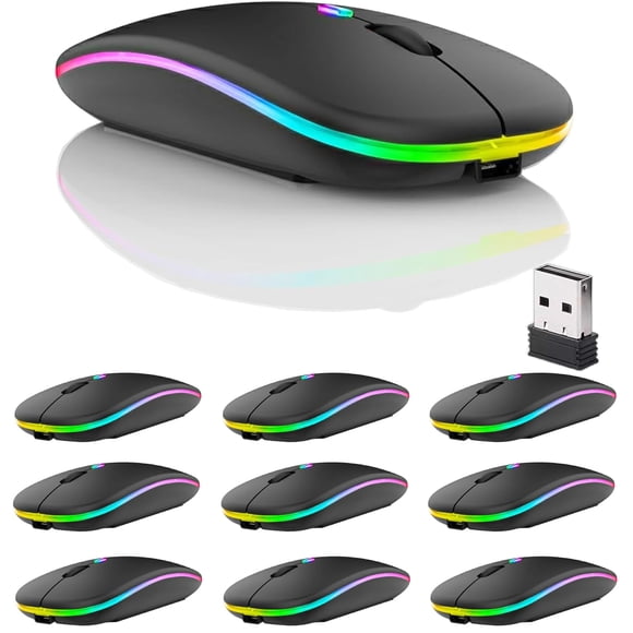 Ratón inalámbrico Bluetooth Guiheng recargable, paquete de 10, negro