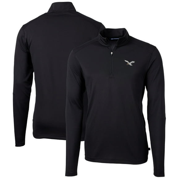 Men's Cutter & Buck  Black Philadelphia Eagles Gridiron Classics Big & Tall Virtue Eco Pique Recycled Quarter-Zip