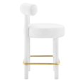 thumbnail image 4 of Counter Stool Chair, Set of 2, White, Velvet, Bar Pub Cafe Bistro Dining Kitchen Hospitality Restaurant, Modern Contemporary Boutique HB36130, 4 of 11