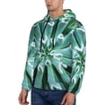 thumbnail image 3 of Picia Teal Cactus Pattern Casual Men's Hoodie - Lightweight Hooded Sweatshirt with Kangaroo Pocket, Comfortable Pullover for Everyday, Travel-Small, 3 of 7