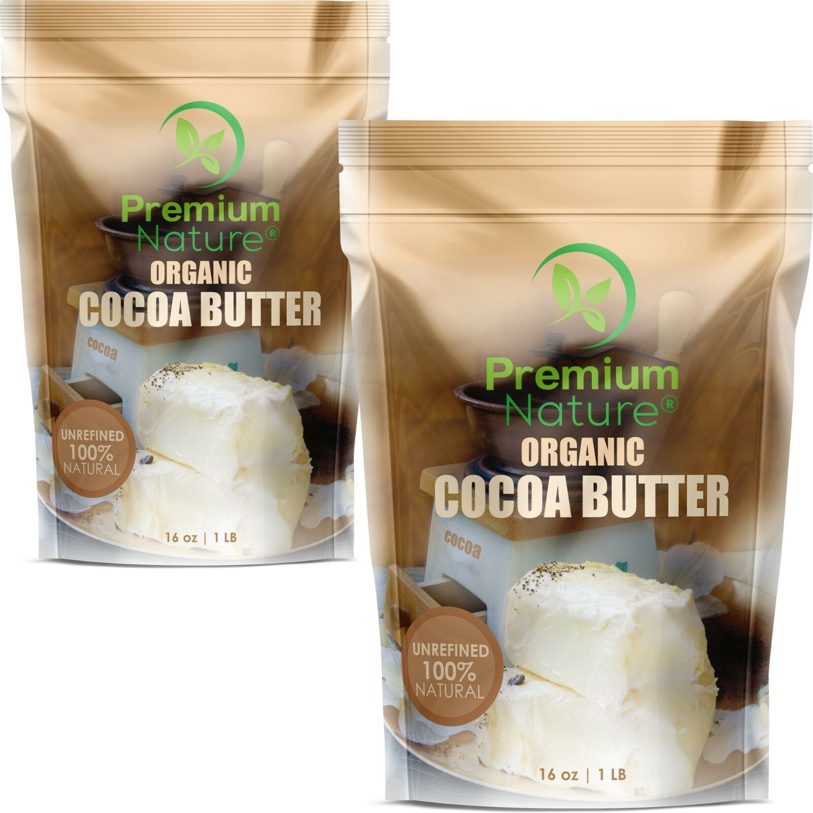 Organic Pure Raw Cocoa Butter 2 lb Unrefined Natural Vegan Cacao Bar