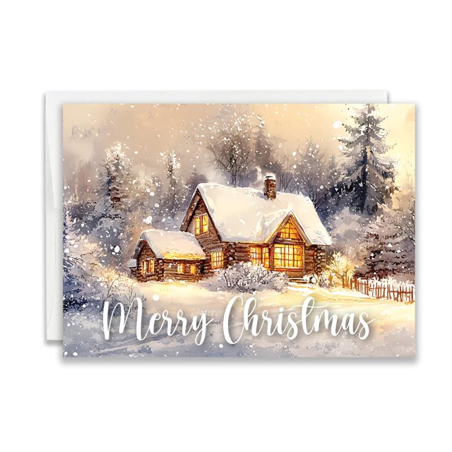 Tarjeta de Navidad JBH Creations Winter Cabin, paquete de 24