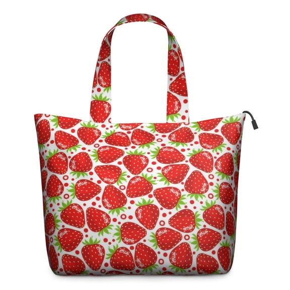Red Strawberry Plants Fruit Dot Travel Tote Bags for Women Carry On,Large Weekender Bags for Women Travel,Multi Functional Duffle Bag for Work,Shopping,Sports
