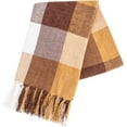 thumbnail image 7 of RECYCO Buffalo Paid Chenille Throw Blanket for Couch, Soft Cozy Decorative Buffalo Check Blanket Throw with Tassels for Bed Sofa, Plaid Brown Off White, 50'' x 60'', 7 of 7