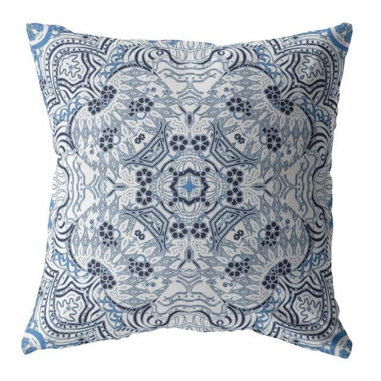 HomeRoots 413029 16 in. Light Blue Boho Ornate Indoor Outdoor Zippered Throw Pillow Walmart