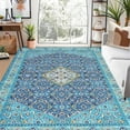 thumbnail image 3 of Tzou Persian Washable Rugs 5x7ft for Living Room(Navy/Turquoise), 3 of 7