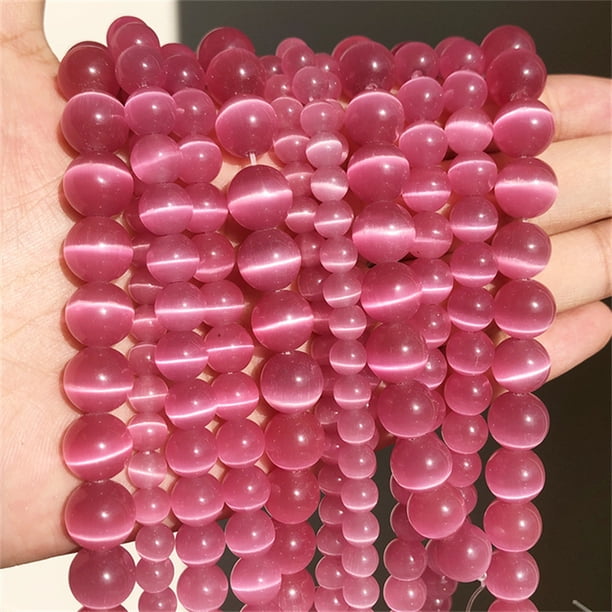Xiao Hua Accesorio de 2 cuentas redondas de piedra natural, cuentas sueltas de piedra natural de color rojo rosa, cuentas tejidas a mano, accesorio de bricolaje - 8 mm