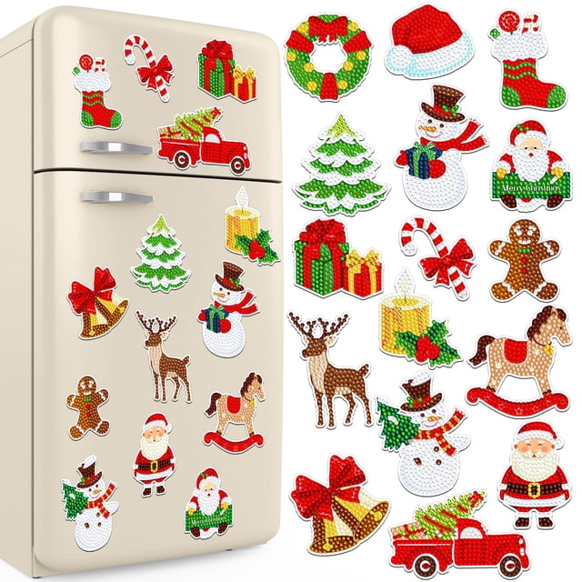 Kit de imanes navideños con forma de diamante Umigy con 16 unidades para nevera
