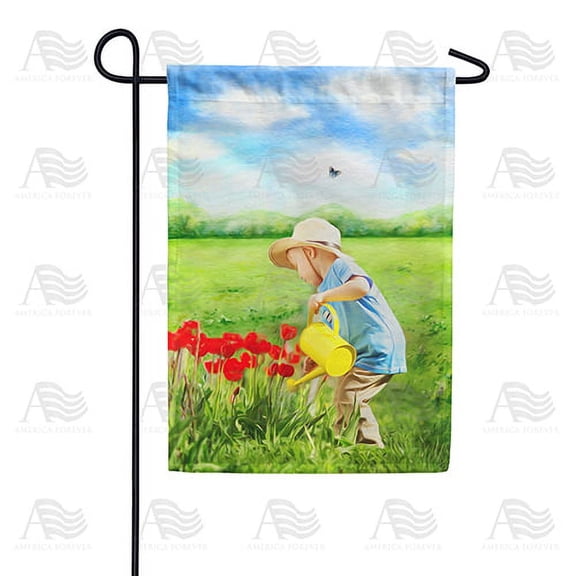 America Forever Spring Floral Garden Flag 12.5 x 18 inches Double Sided Hello Spring, Greenery, Tulip, Butterflies, Watering Can - Seasonal Yard Lawn Outdoor Decorative Boy Garden Flag