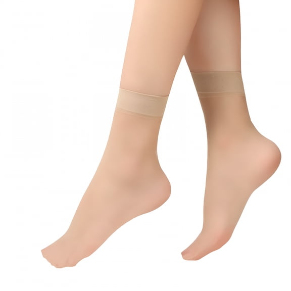 TELOLY 6 Pairs Sheer Socks Womens Casual Ankle Socks Nude Nylon Socks Stocking Summer Ultra Thin Cool See Through Silk Socks Summer Thin Soft Tight Hosiery