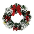 thumbnail image 2 of Flocked Christmas Wreath with Red Bow and Imitation Berries, Handmade Rattan Door and Wall Hanging Wreath for Festive Holiday Decorations valentines day gifts, 2 of 7