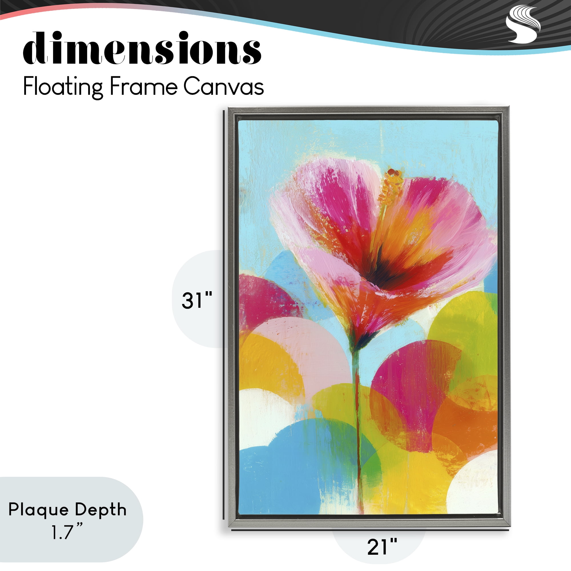 Stupell Industries Hibiscus In The Sun Gray Framed Floater Canvas Wall Art, design by Chromatic Storm Studio