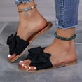 thumbnail image 4 of Domuza Women's Bow Knot Slides Open Toe Flat Sandals 2026 Summer Slip On Slippers Black 8（EU-40）, 4 of 6