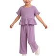 thumbnail image 3 of Bovxnpu Girls Summer Clothing Sets Striped Sleeveless V-neck Kids Breathable Casual Top and Pants Outfit Set, 3 of 8