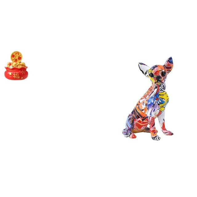 Escultura de escritorio,Estatua de la Cuenca del Tesoro,regalo de cumpleaños de Feng Shui,Adorno artesanal de mesa para decoración del hogar,Figura decorativa,Estatua de perro