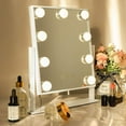 thumbnail image 5 of Fenchilin 12''x14'' Vanity Makeup Mirror with Lights 360° Swivel Tabletop Metal White, 5 of 11