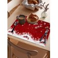 thumbnail image 3 of Placemats Set of 6, Cotton Linen Heat Table Mats Non-Slip Washable Various Christmas Ornaments Snowflakes Waves Red Placemat for Holiday Banquet Dining Kitchen Table Decor, 3 of 6