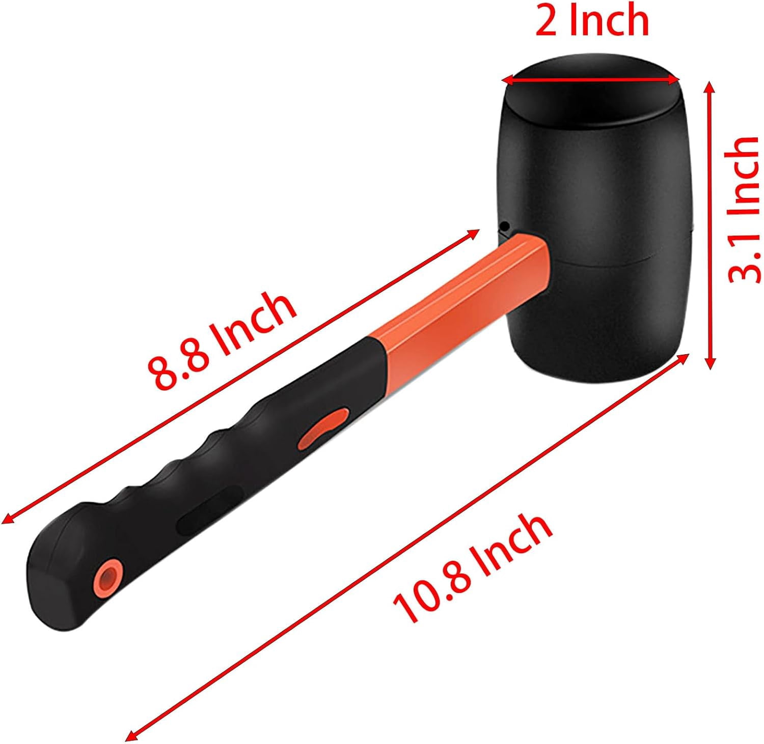 CD-12 Oz Rubber Mallet Hammer with Shock-absorbing Fibre Handle for Floor Installation, Camping, Tent Stakes, Home Decoration Construction and Woodworking (1)*1