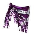 thumbnail image 1 of Pañuelo de cadera para danza del vientre, disfraz con lentejuelas y falda con borlas para fiesta en club, mujeres y niñas Púrpura, 1 of 8