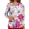thumbnail image 1 of PVCS Women V-Neck Tops Working Uniform T Shirt Print Long Sleeve Blouse With Pockets, 1 of 6