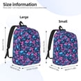 thumbnail image 3 of Lsque Blue Skull Flower Pattern Canvas Daypack, Durable Backpack, High-quality Versatile Backpack,Vintage Compact Backpack-Medium, 3 of 6