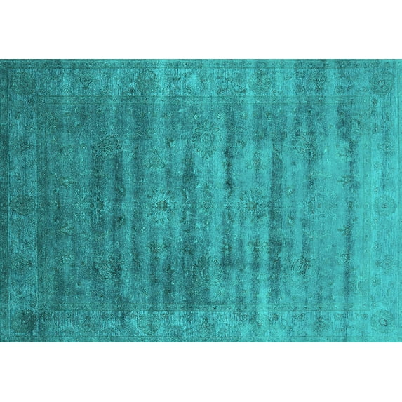 Ahgly Company Machine Washable Indoor Rectangle Oriental Turquoise Blue Industrial Area Rugs, 2' x 3'