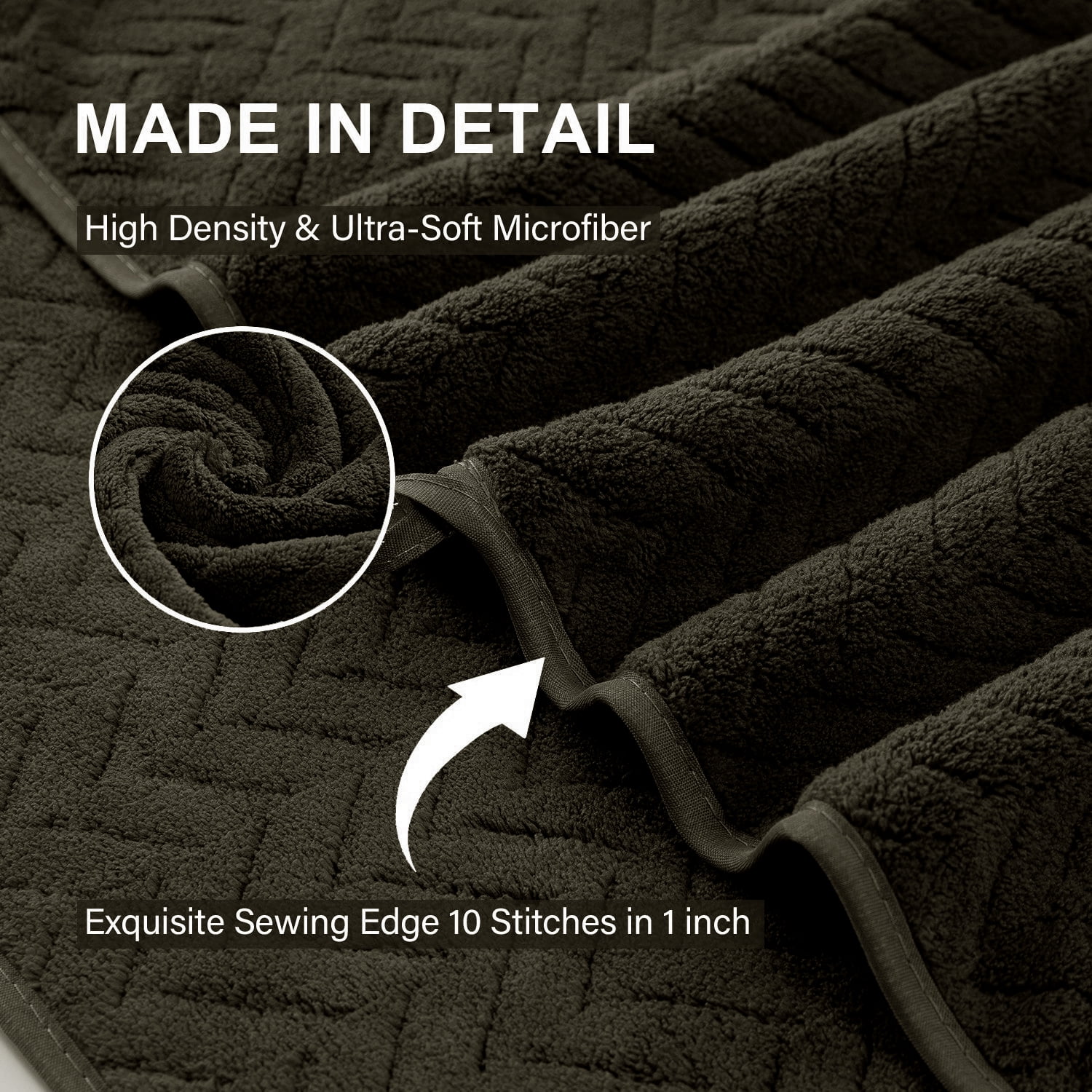 Jessy Home 12 Pack Black Brown Hand Towel Set 16"x31" Soft Highly Absorbent Quick Dry Bathroom Bath Hand Towels Microfiber Plush Towels