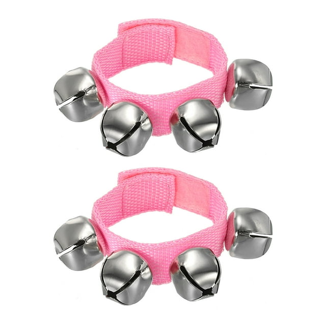 Unique Bargains 2 Pcs Clochettes de Poignet, Clochettes à Grelots Clochettes de Cheville Instruments de Percussion Rythme Musical pour Fête Noël, Rose